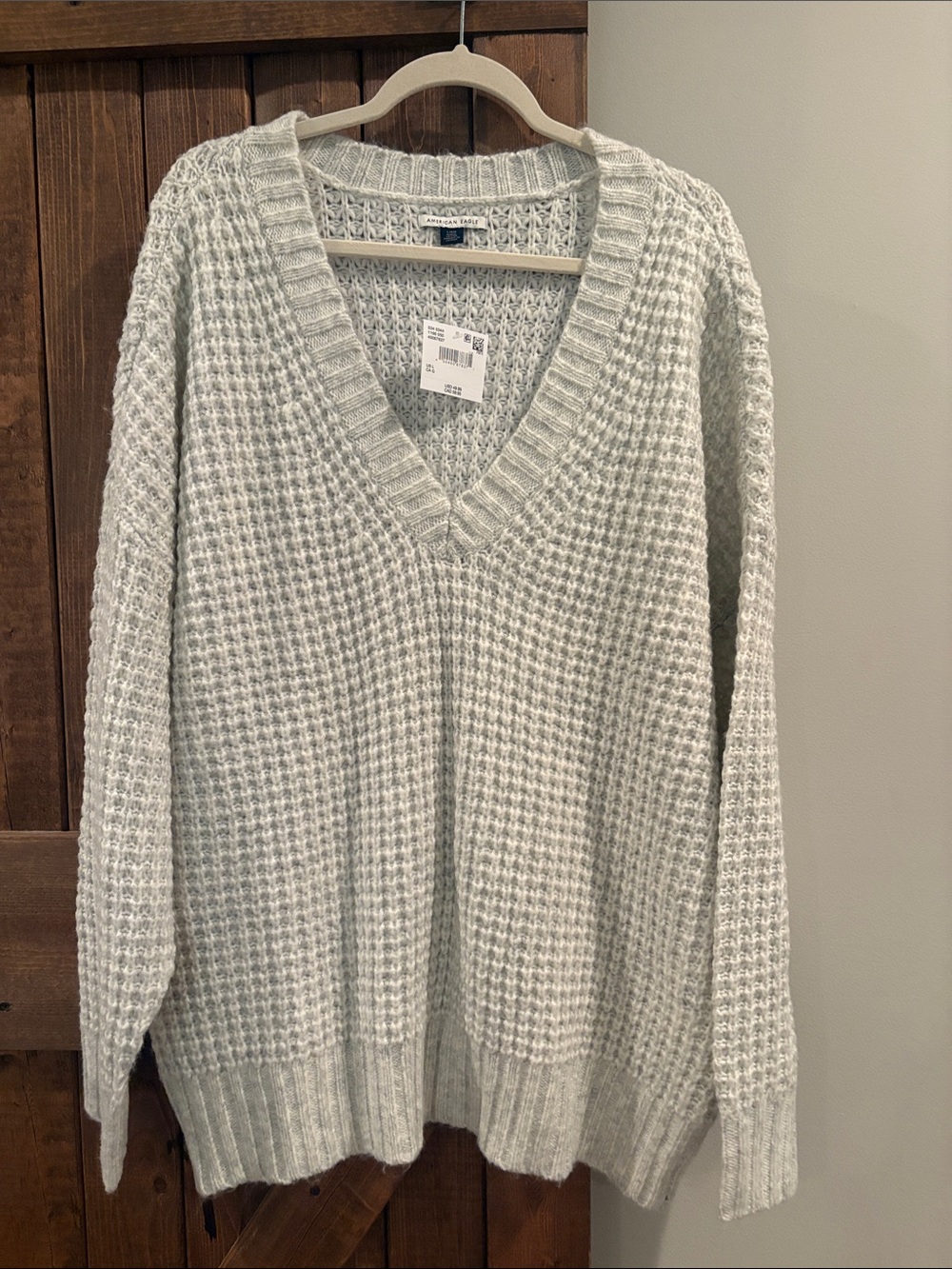 American Eagle Outfitters Soft V-Neck Sweater - Light Gray